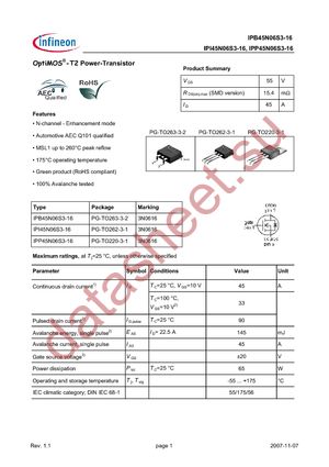 IPB45N06S3-16 datasheet  